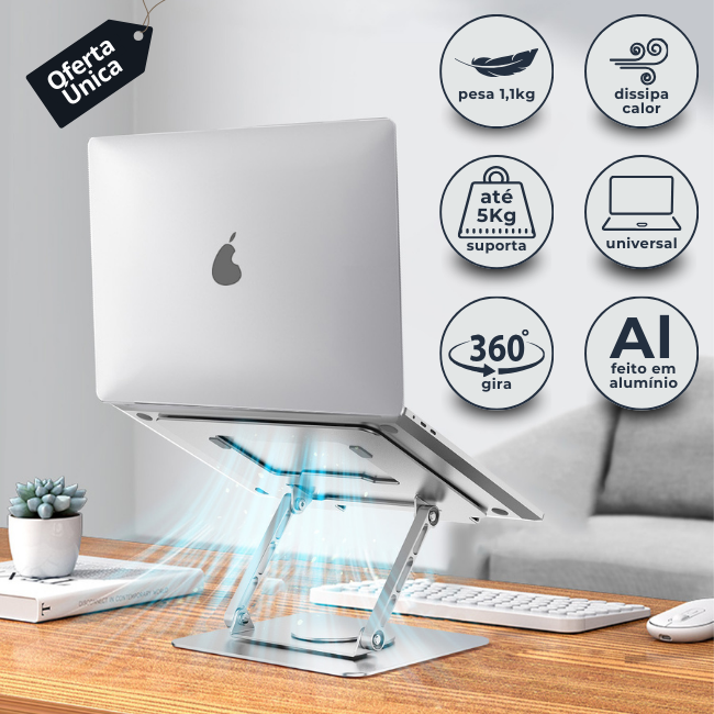 Suporte Articulado em Alumínio para Notebook