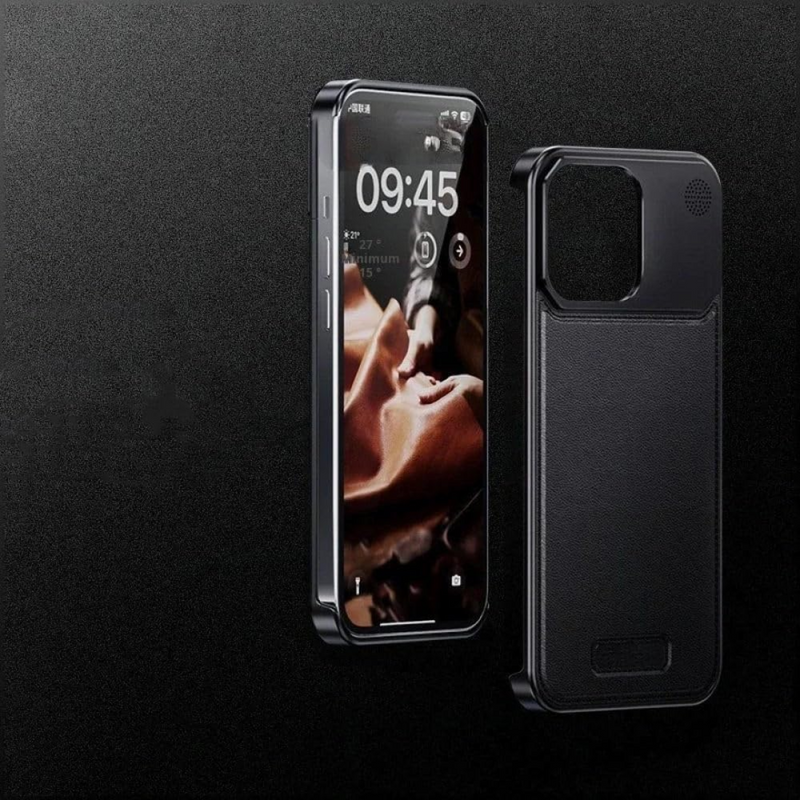 Case MetalLeather® Acabamento em Couro e Alumínio - Premium