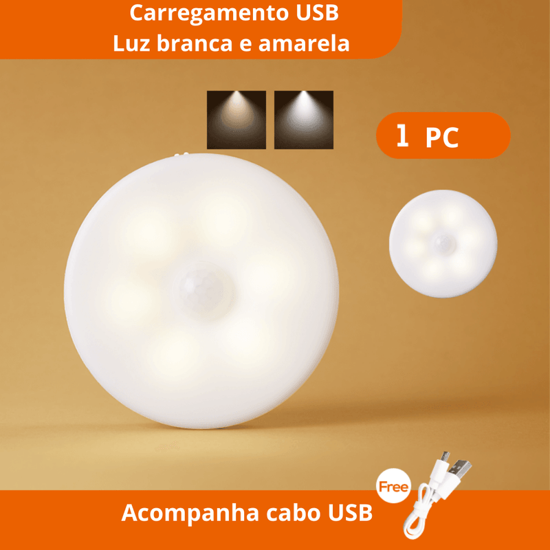 Luminária LED Sem Fio com Sensor de Movimento para Casa