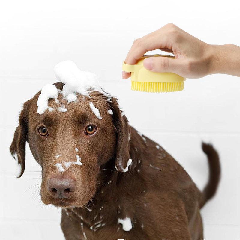 Escova Massageadora para Cães com Recipiente para Shampoo