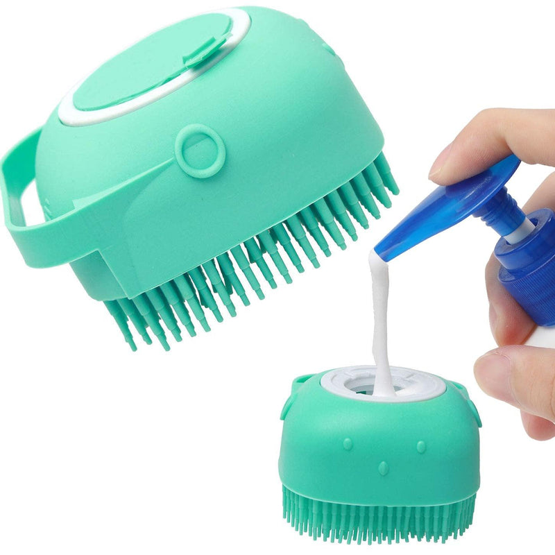 Escova Massageadora para Cães com Recipiente para Shampoo