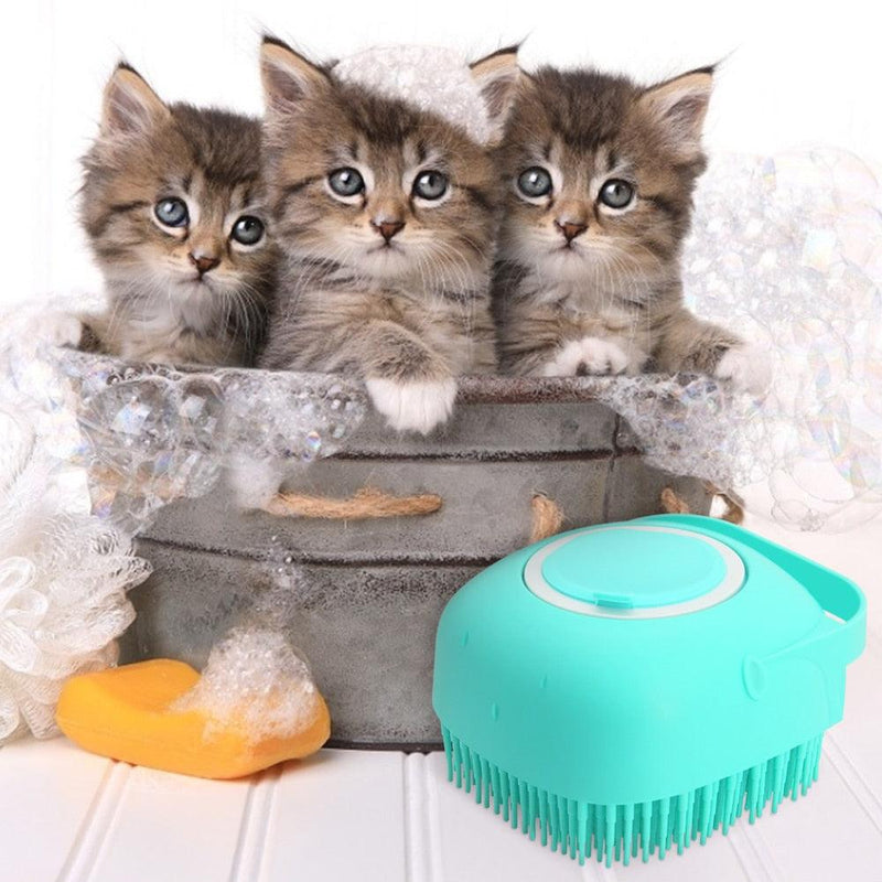 Escova Massageadora para Cães com Recipiente para Shampoo